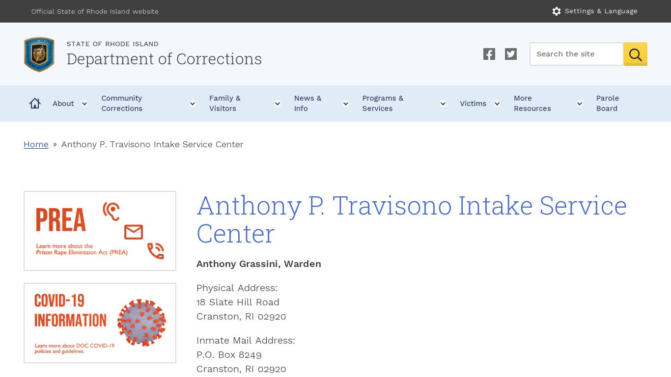 Anthony P. Travisono Intake Service Center- Department of ...